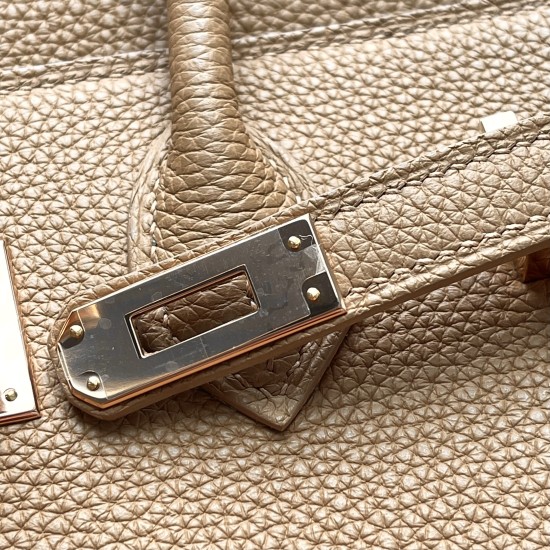 Size 25 in Chai Togo and Vert Anglais Goat Lining with Chai Stitching and Rose Gold Coloured Hardware