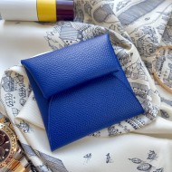 Bastia Style Double Sided Epsom Leather Coin Purse in Electric Blue & Rouge Grenat