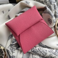 Bastia Style Double Sided Epsom Leather Coin Purse in Rose Azalee & Magnolia