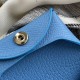 Bastia Style Double Sided Epsom Leather and Chevre Goatskin Coin Purse in Blue Paradis