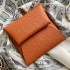 Bastia Style Double Sided Epsom Leather Coin Purse in Orange & Gris Etain