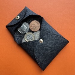 Bastia Style Double Sided Epsom Leather and Chevre Goatskin Coin Purse in Noir