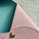 Bastia Style Double Sided Epsom Leather Coin Purse in Rose Sakura and Bleu Atoli