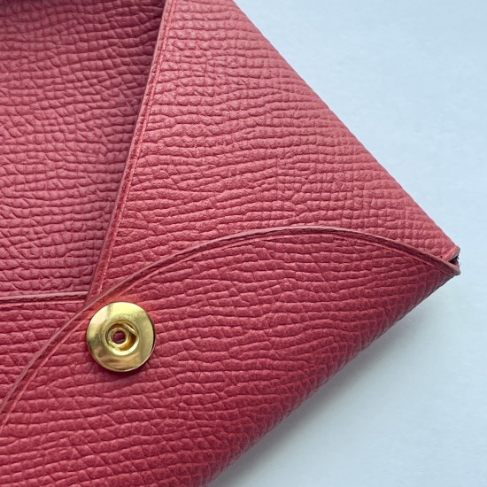 Calvi Style Card Holder in Rouge Casaque Epsom Calf Leather