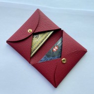 Calvi Style Card Holder in Rouge Casaque Epsom Calf Leather