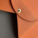 Calvi Style Card Holder in Orange Classic and Gris Etain Epsom