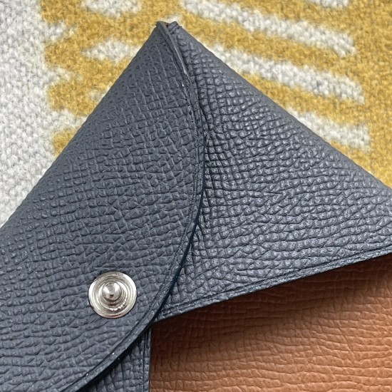 Calvi Style Card Holder in Blue Nuit and Gold Epsom Calfskin