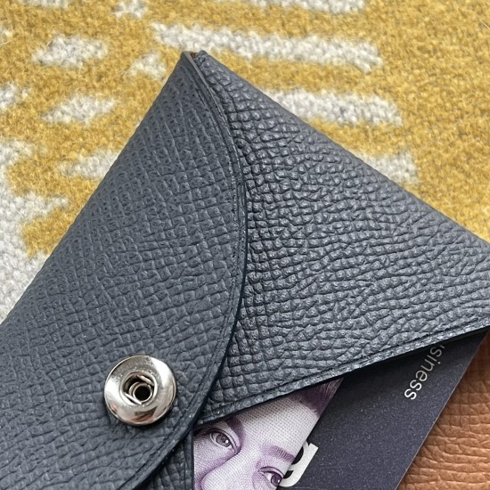 Calvi Style Card Holder in Blue Nuit and Gold Epsom Calfskin