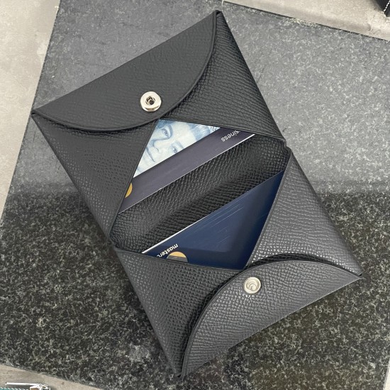 Calvi Style Card Holder in Noir Epsom Calfskin