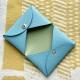 Calvi Style Card Holder in Blue Atoli and Vert Criquet Epsom Calfskin