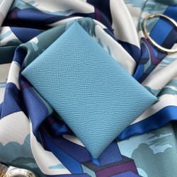 Calvi Duo Style Handmade Epsom Calf Leather Card Holder in Blue Du Nord and Bleu Atoli