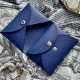 Calvi Duo Style Handmade Epsom Calf Leather Card Holder in Electric Blue