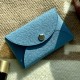 Handmade Compact Card & Cash Holder in Blue Paradis and Mauve Sylvestre Epsom Calfskin Handmade Compact Card & Cash Holder in Blue Paradis and Mauve Sylvestre Epsom Calfskin