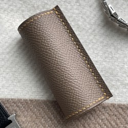 Handmade Etain Epsom Calfskin Leather Lipstick Cover
