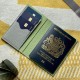 3CC Style Passport and Card Sleeve in Vert Criquet and Gris Mouette Epsom Calfskin