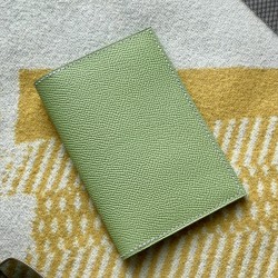 3CC Style Passport and Card Sleeve in Vert Criquet and Gris Mouette Epsom Calfskin