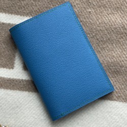 3CC Style Passport and Card Sleeve in Blue Hydra and Blue Paon Epsom Calfskin