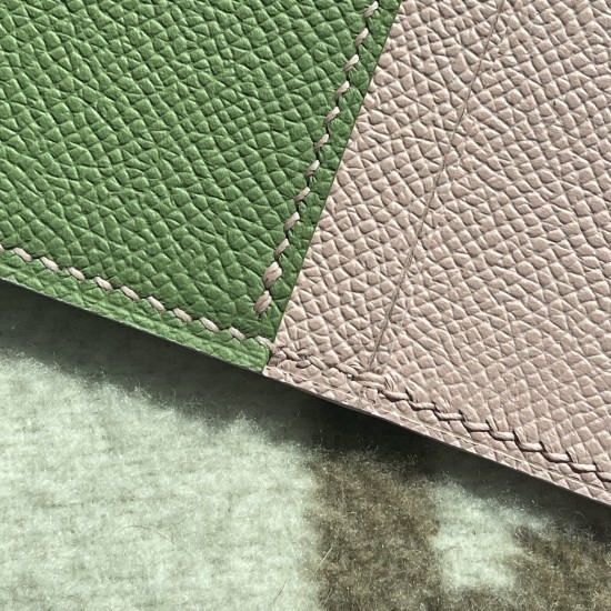 3CC Style Passport and Card Sleeve in Rose Sakura and Vert Criquet Epsom Calfskin