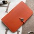 Clutch Wallet in Orange Togo with Removable Zip Pouch