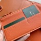 Clutch Wallet in Orange Togo with Removable Zip Pouch