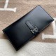 Long Wallet in Black Box Calf with 5 Card Slots and Zip Compartment 