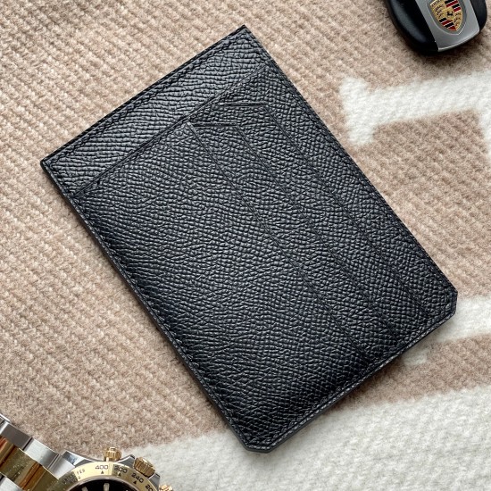 8CC Style Slim Card Holder in Black Epsom Calfskin and Black Stitching