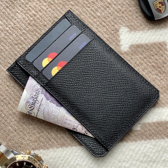 8CC Style Slim Card Holder in Black Epsom Calfskin and Black Stitching