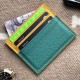 Handmade Slim 6 Card Card Holder in Blue Paon & Jaune Ambre Epsom and Yellow Stitching