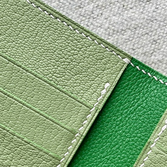 Handmade Vert Vertigo Evercolor and Vert Criquet Chevre Bifold Wallet