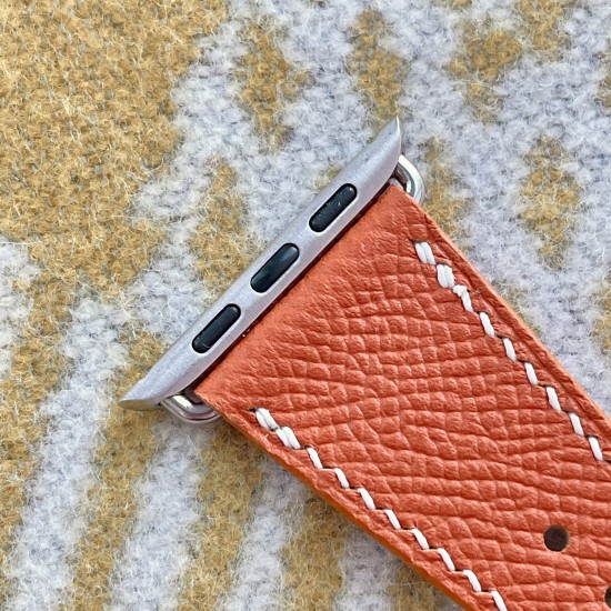 Classic Orange Watch Strap with Creme Stitching for all Apple Watches