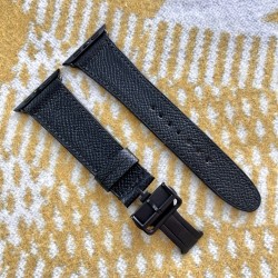 Triple Black Noir Watch Strap with Black Stitching and Black Harware for all Apple Watches