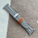 Gris Mouette and Orange Double Ridge Watch Strap with Creme Stitching for Apple Watch Ultra