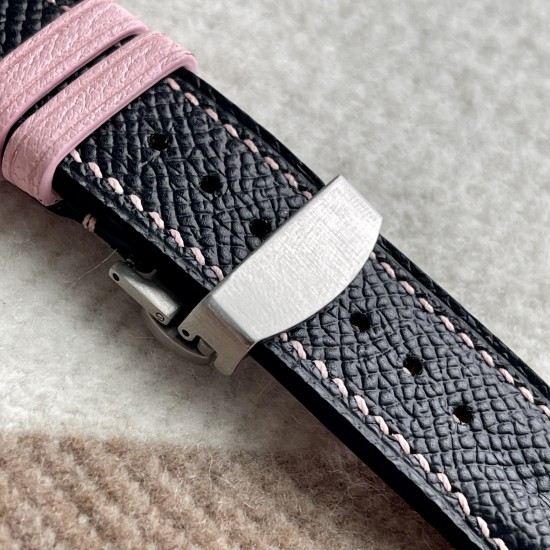 Noir and Rose Sakura Double Ridge Watch Strap with Pink Stitching for Apple Watch Ultra